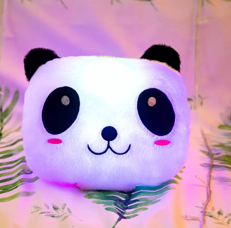 Cojín Luminoso Almohada Infantil Peluche Oso Panda Con Luz