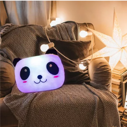 Cojín Luminoso Almohada Infantil Peluche Oso Panda Con Luz